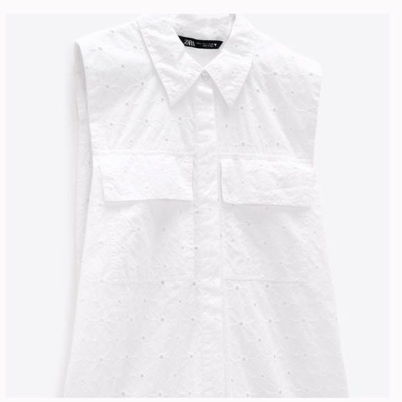 NWT Zara Eyelet Cutwork Embroidery Romper in White, Size M - Picture 4 of 14